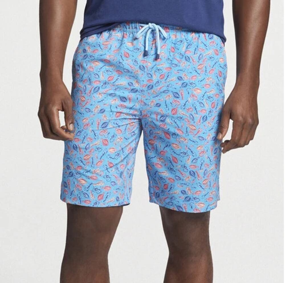Peter Millar Seaside Crab Lobster Swim Trunks Short Island Blue Men's Size XXL